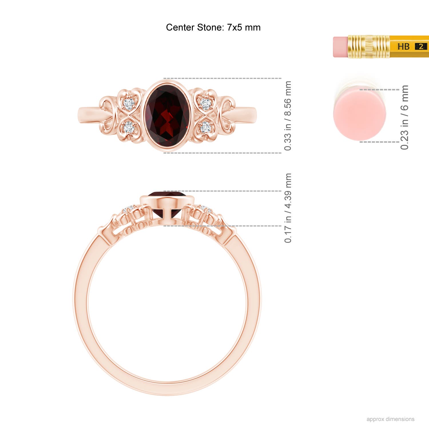 A - Garnet / 0.94 CT / 14 KT Rose Gold