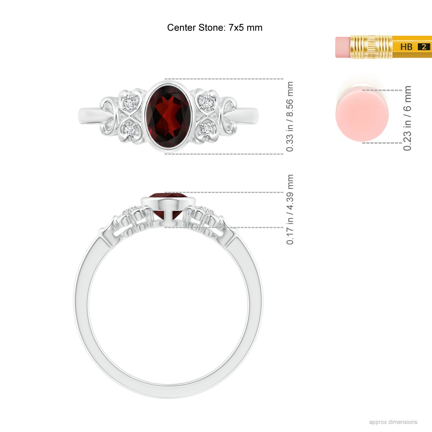 AA - Garnet / 0.94 CT / 14 KT White Gold