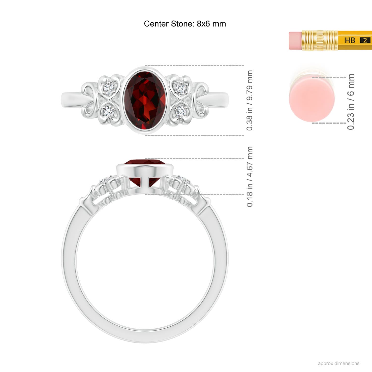 AAA - Garnet / 1.5 CT / 14 KT White Gold