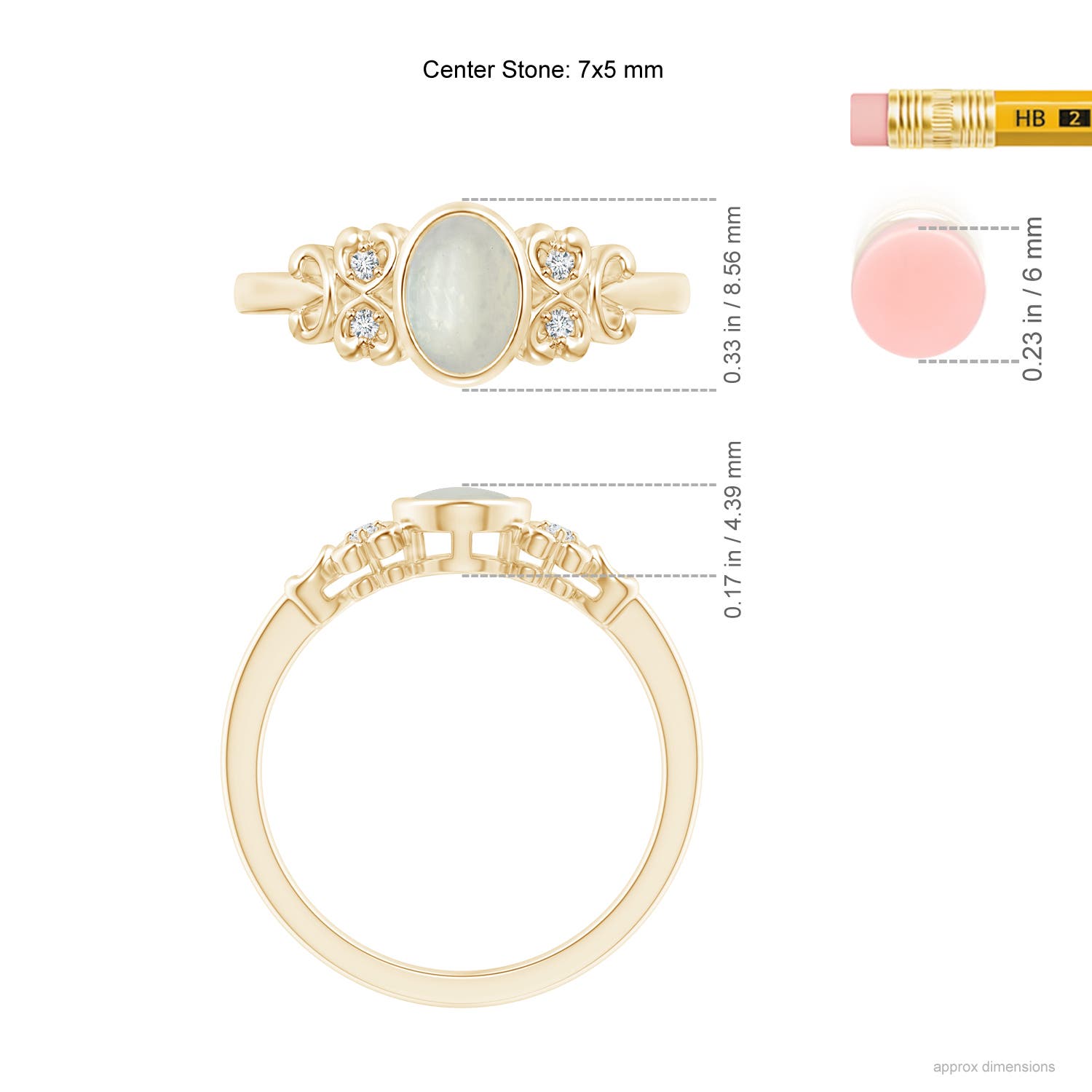 A - Moonstone / 0.72 CT / 14 KT Yellow Gold