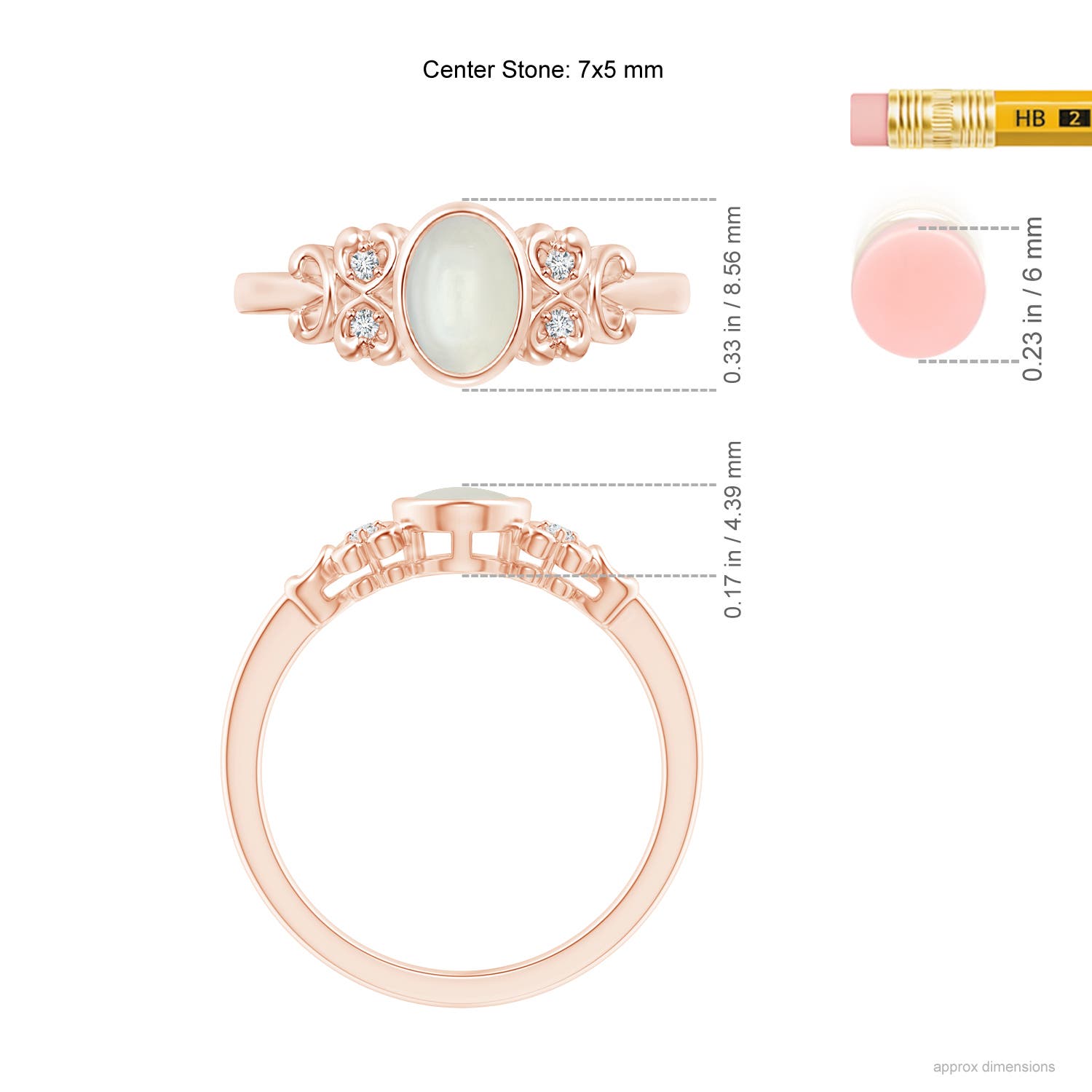 AAAA - Moonstone / 0.72 CT / 14 KT Rose Gold