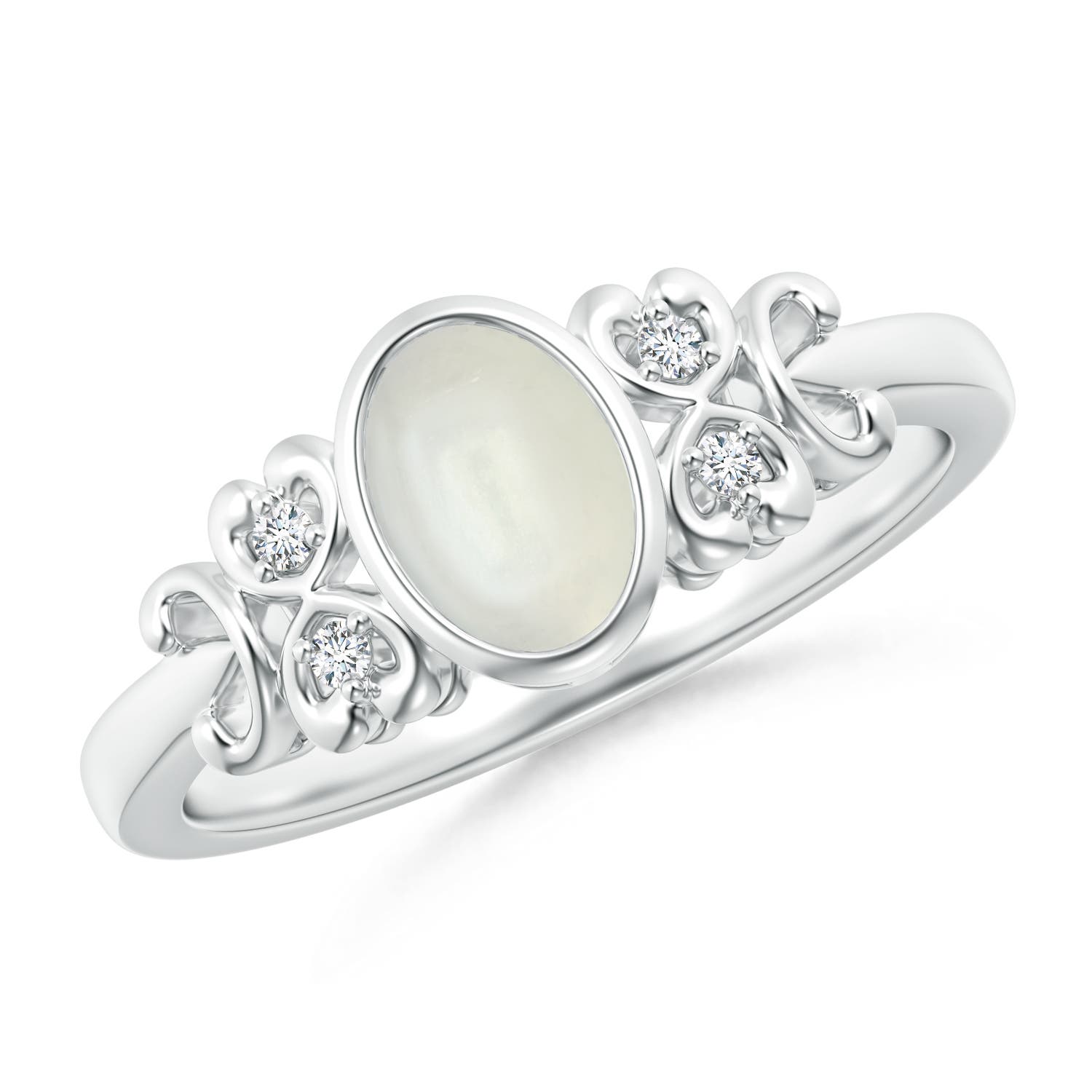 AAAA - Moonstone / 0.72 CT / 14 KT White Gold