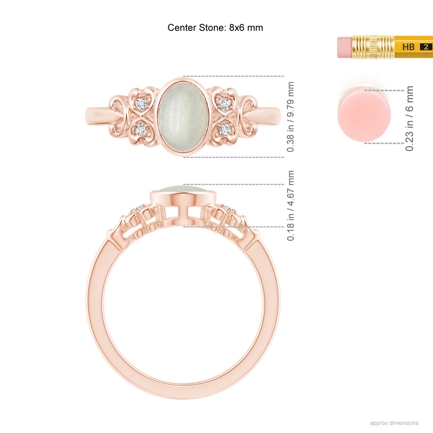 A - Moonstone / 1.15 CT / 14 KT Rose Gold