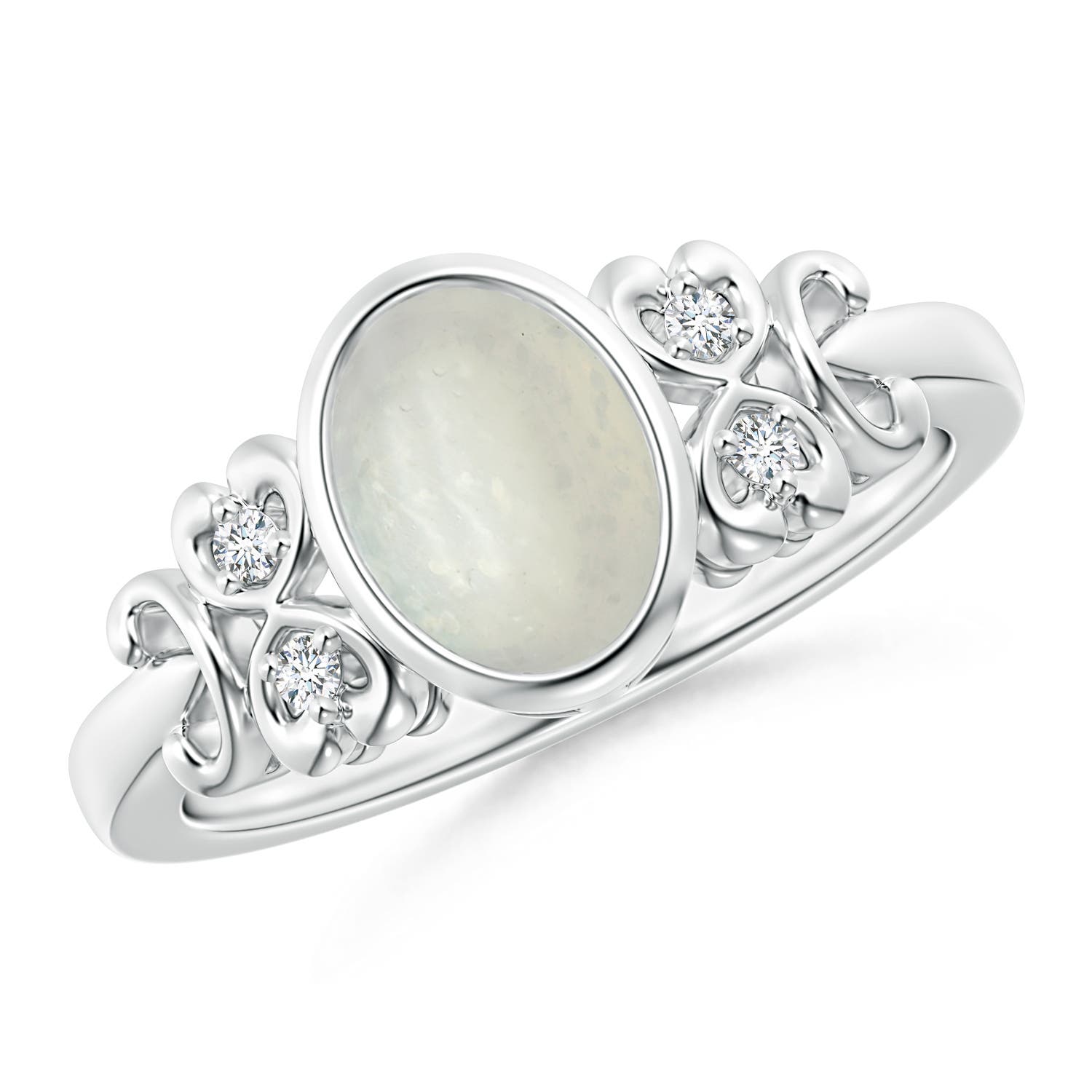 A - Moonstone / 1.15 CT / 14 KT White Gold