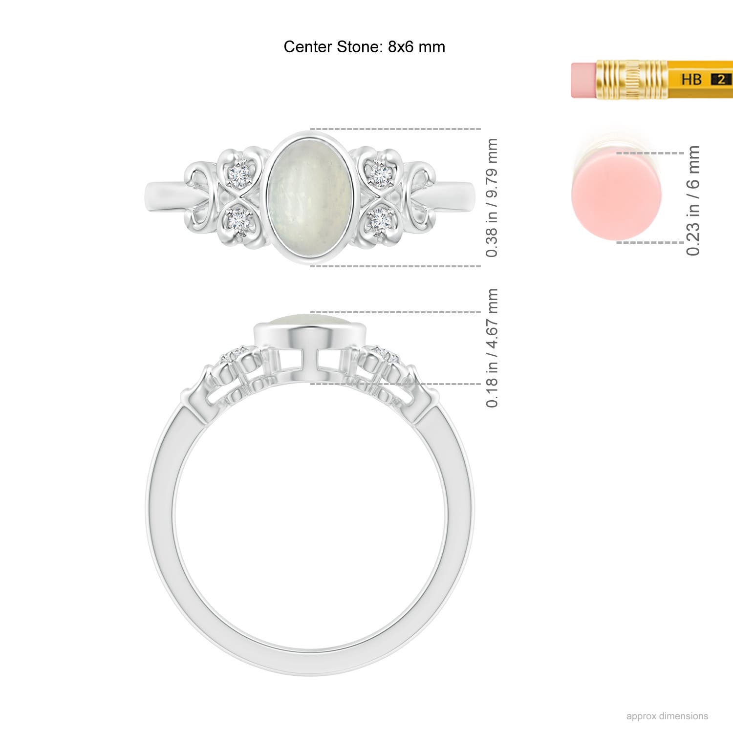 A - Moonstone / 1.15 CT / 14 KT White Gold