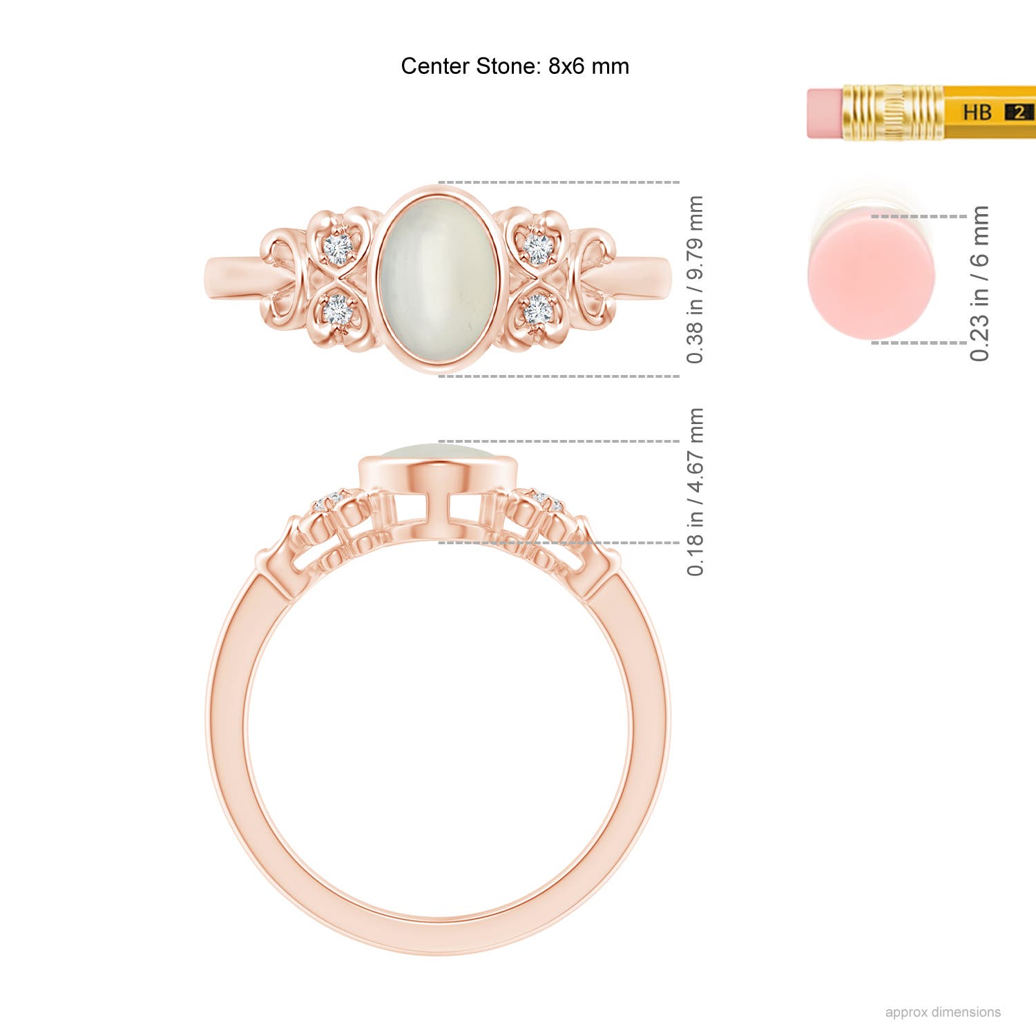 AAA - Moonstone / 1.15 CT / 14 KT Rose Gold