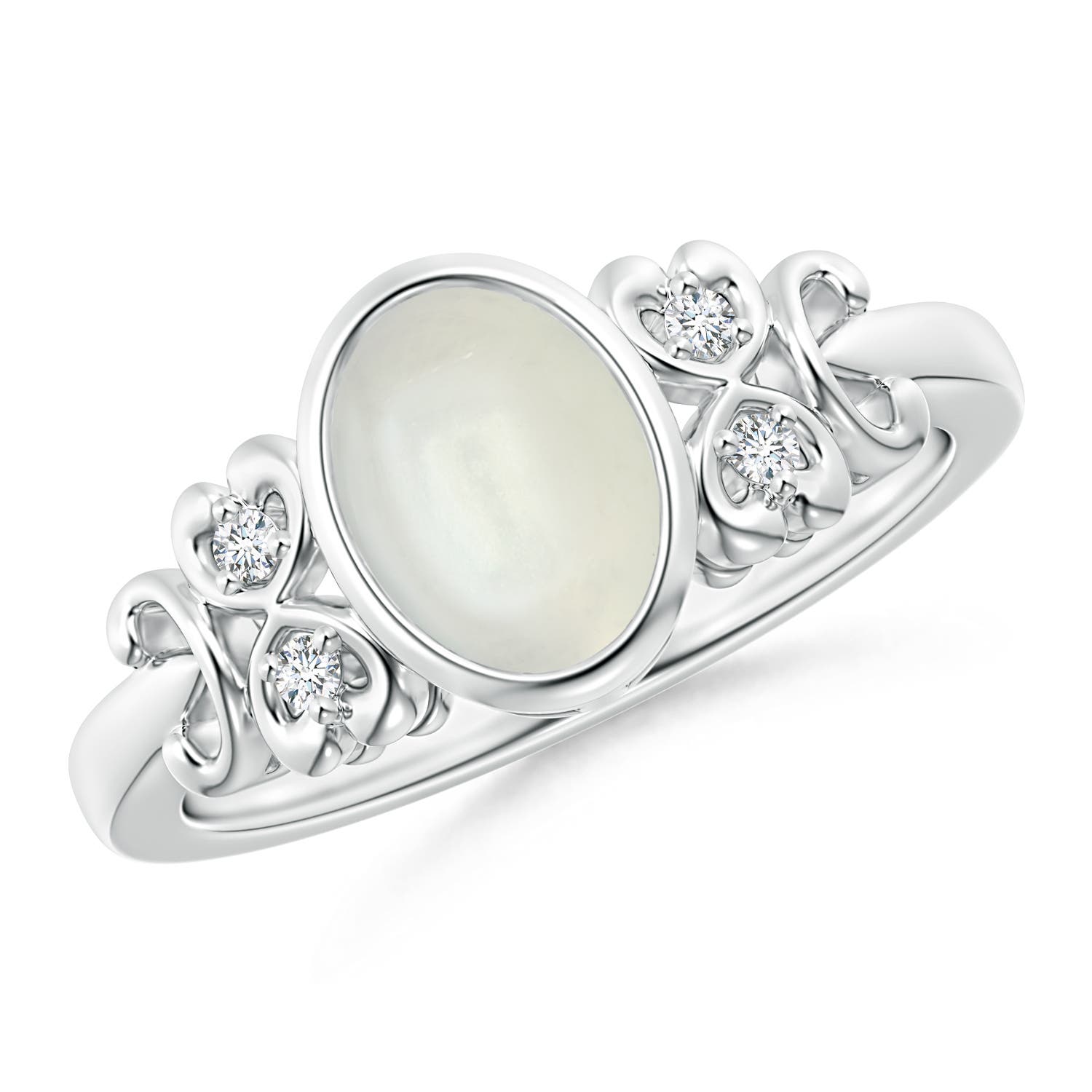 AAAA - Moonstone / 1.15 CT / 14 KT White Gold