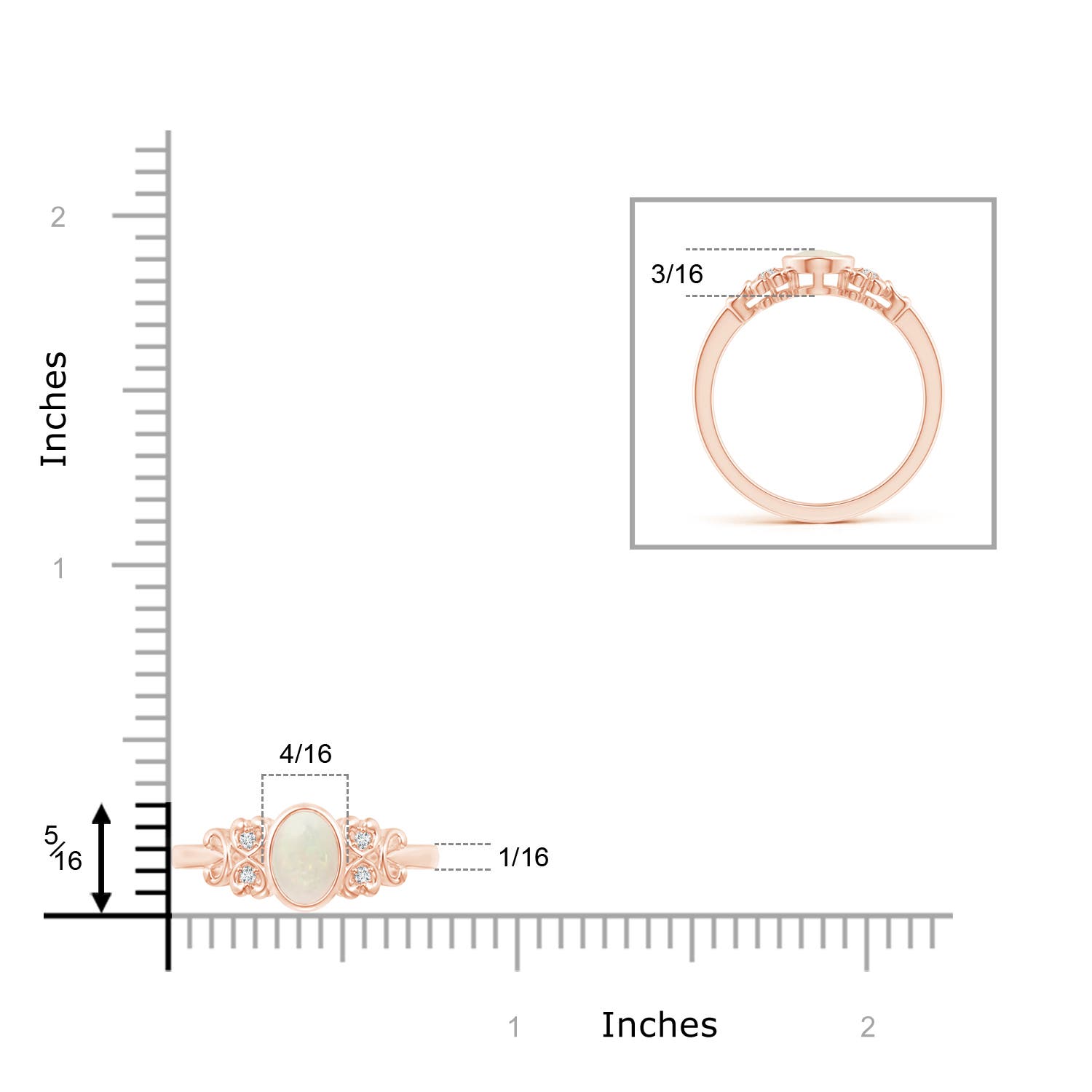 A - Opal / 0.49 CT / 14 KT Rose Gold