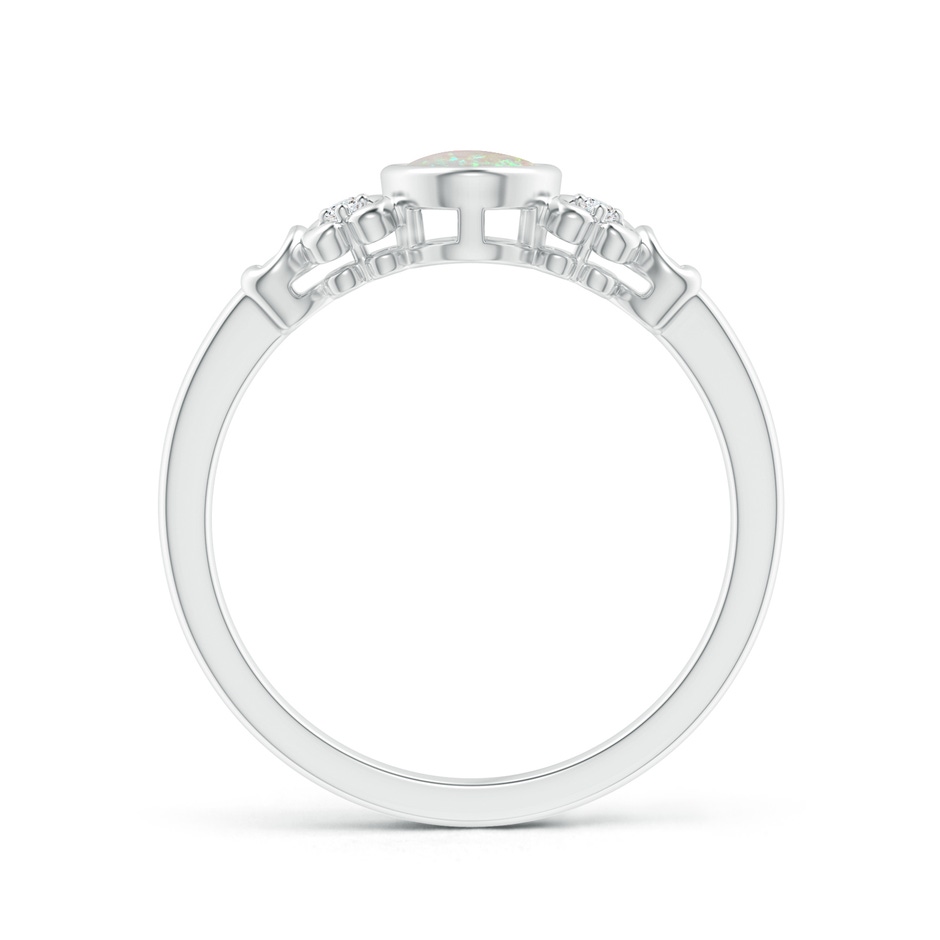 7x5mm AAA Vintage Style Bezel-Set Oval Opal Ring with Diamonds in P950 Platinum side-1