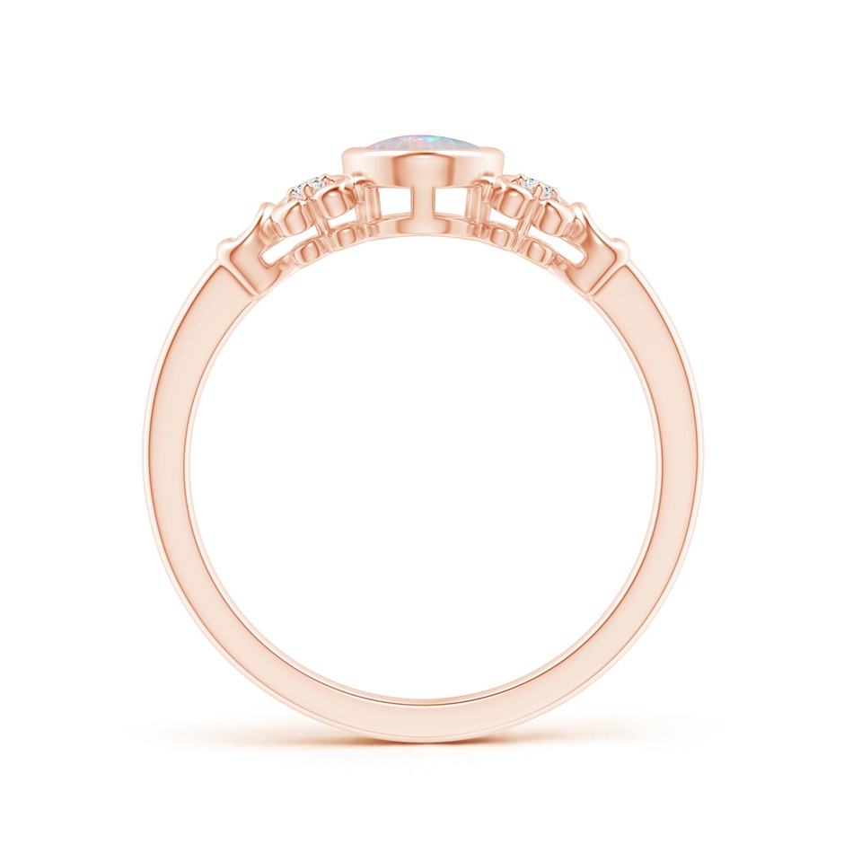 7x5mm AAAA Vintage Style Bezel-Set Oval Opal Ring with Diamonds in Rose Gold side-1