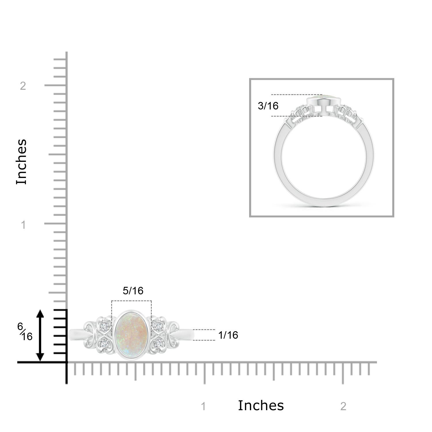 AA - Opal / 0.85 CT / 14 KT White Gold