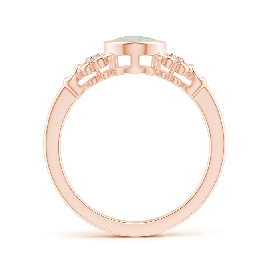 8x6mm AAA Vintage Style Bezel-Set Oval Opal Ring with Diamonds in Rose Gold side-1