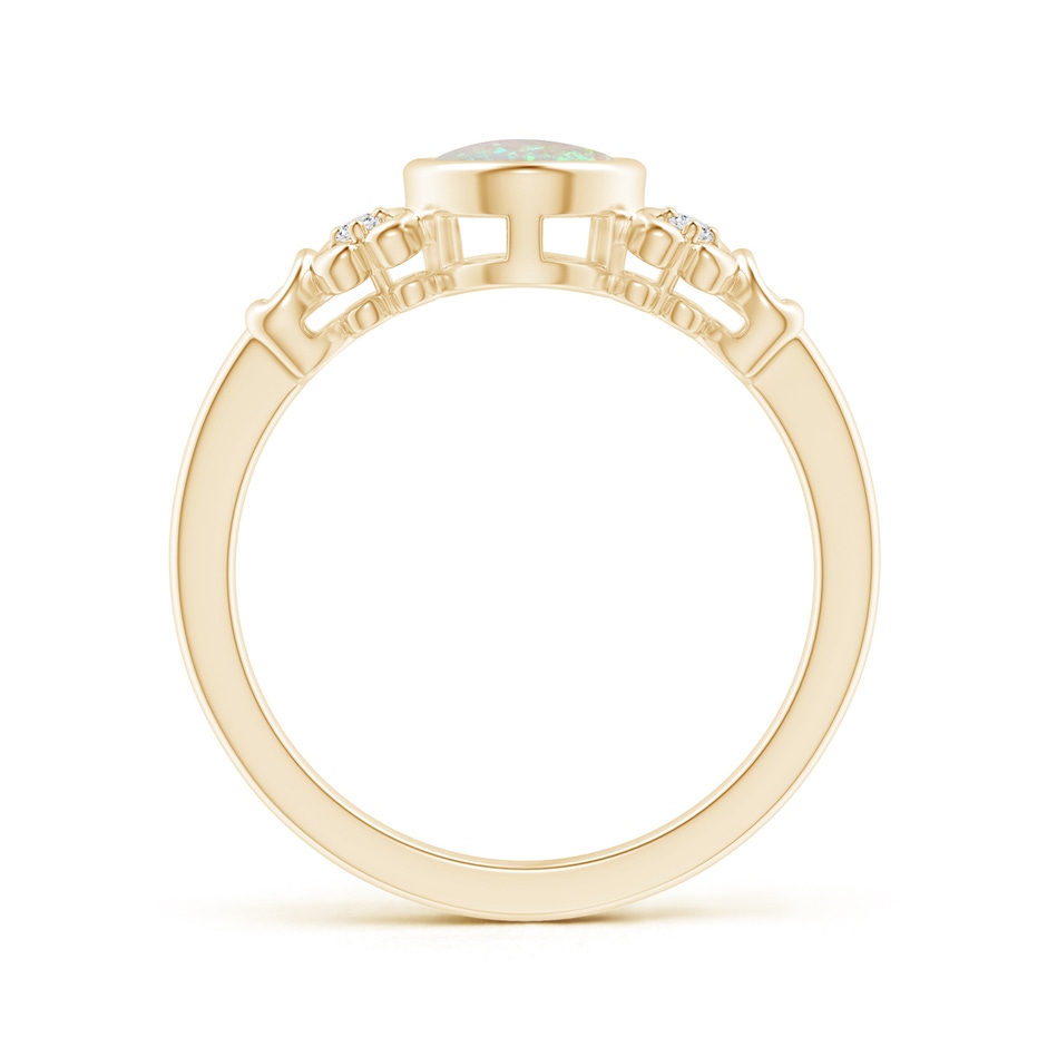 8x6mm AAA Vintage Style Bezel-Set Oval Opal Ring with Diamonds in Yellow Gold side-1