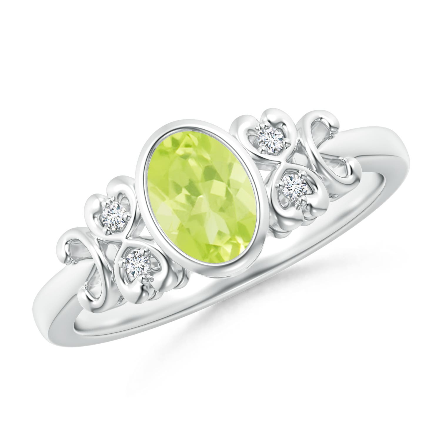 A - Peridot / 0.89 CT / 14 KT White Gold