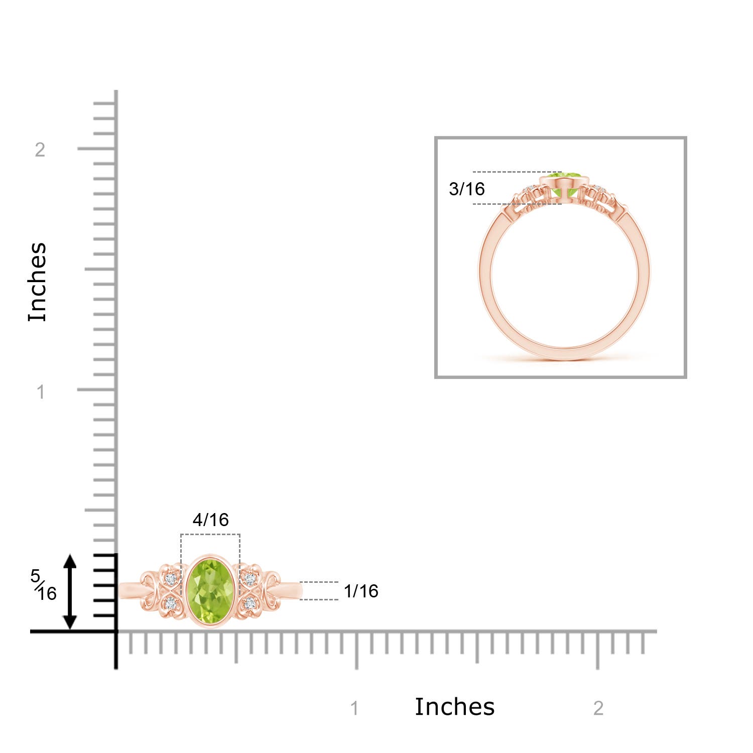 AA - Peridot / 0.89 CT / 14 KT Rose Gold