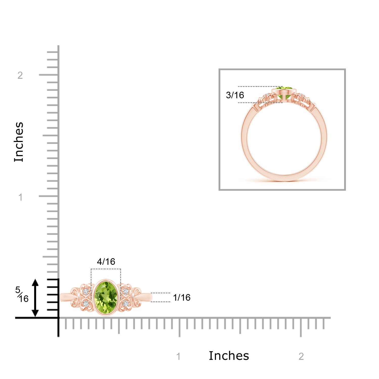 AAA - Peridot / 0.89 CT / 14 KT Rose Gold