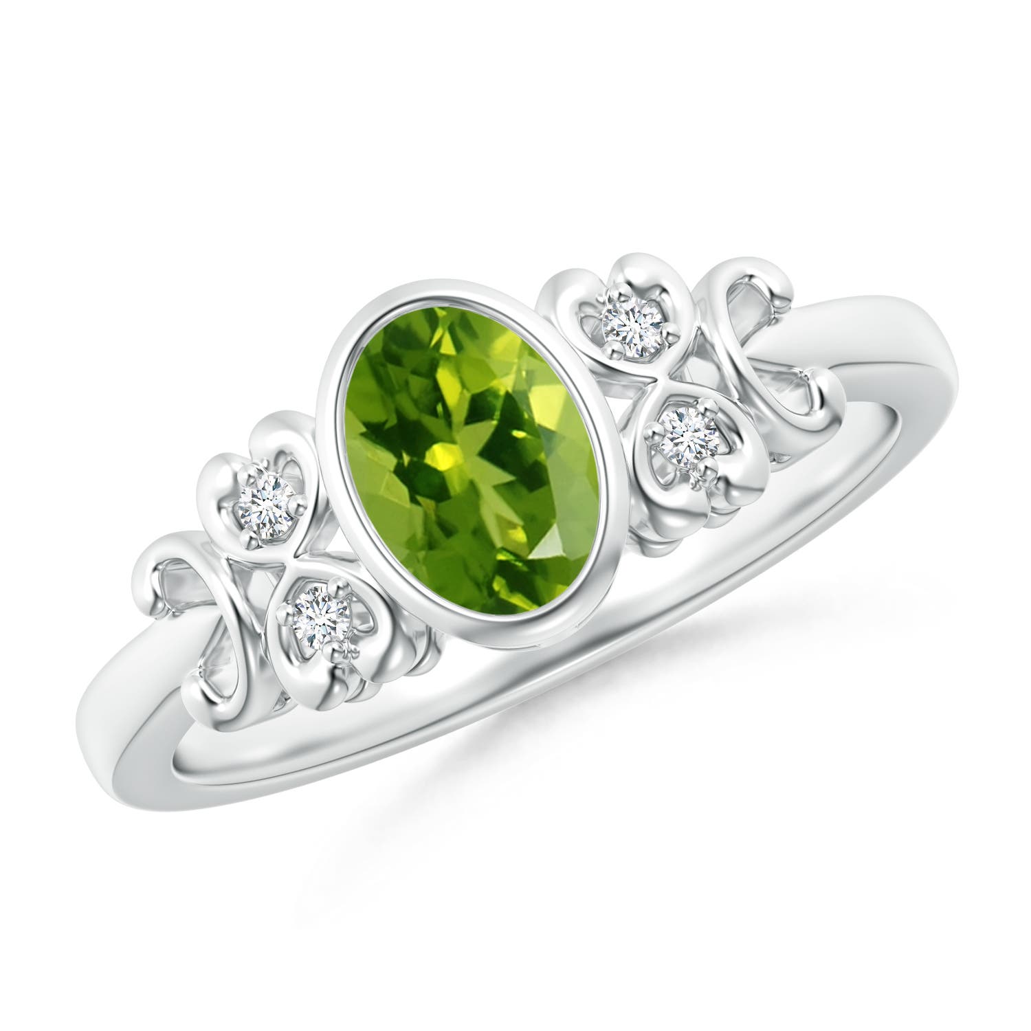 AAAA - Peridot / 0.89 CT / 14 KT White Gold