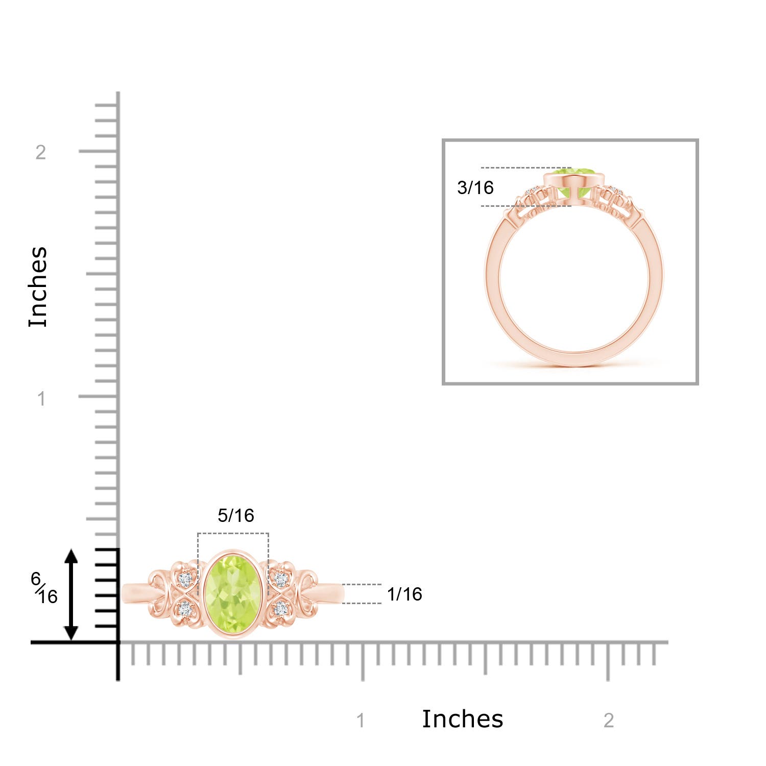 A - Peridot / 1.4 CT / 14 KT Rose Gold