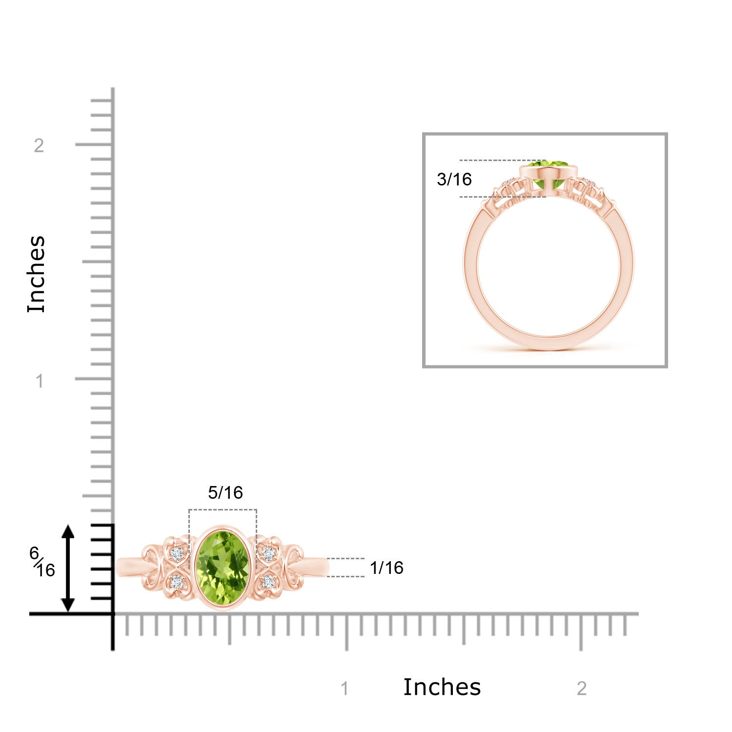 AAA - Peridot / 1.4 CT / 14 KT Rose Gold