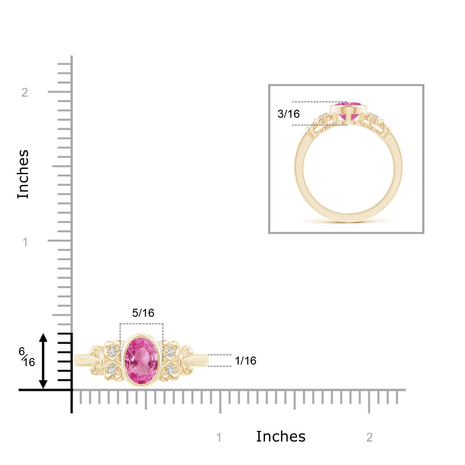 AAA - Pink Sapphire / 1.5 CT / 14 KT Yellow Gold