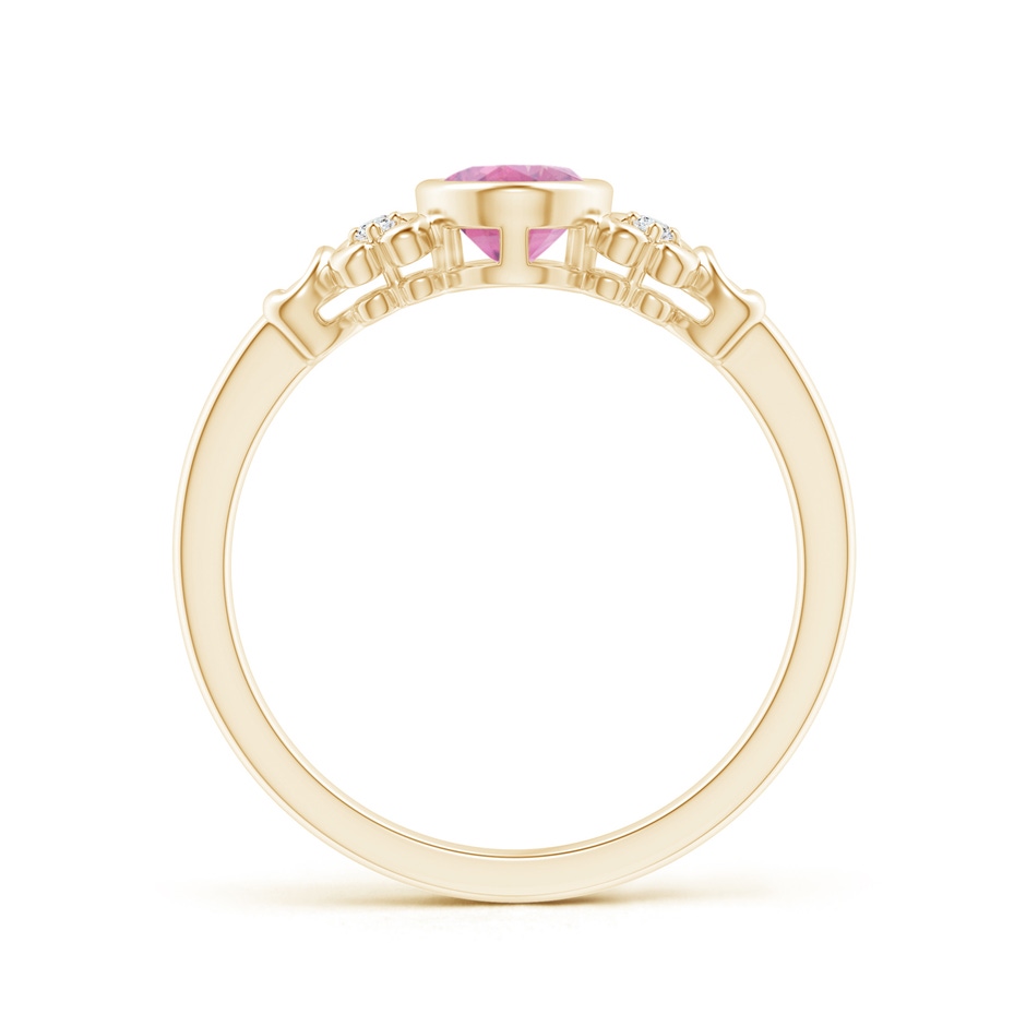7x5mm A Vintage Style Bezel-Set Oval Pink Tourmaline Ring in Yellow Gold product image