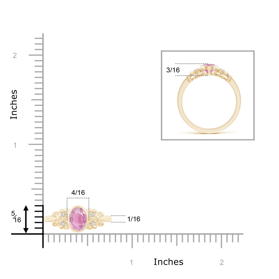7x5mm A Vintage Style Bezel-Set Oval Pink Tourmaline Ring in Yellow Gold product image