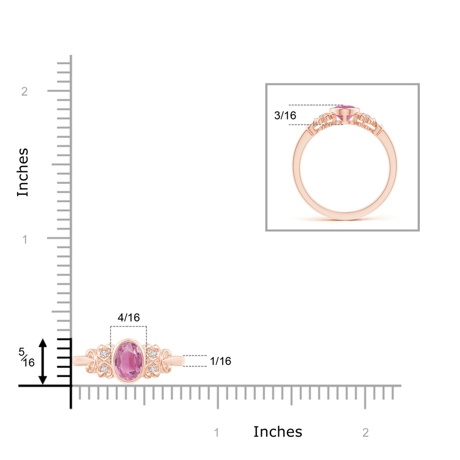 7x5mm AA Vintage Style Bezel-Set Oval Pink Tourmaline Ring in Rose Gold product image
