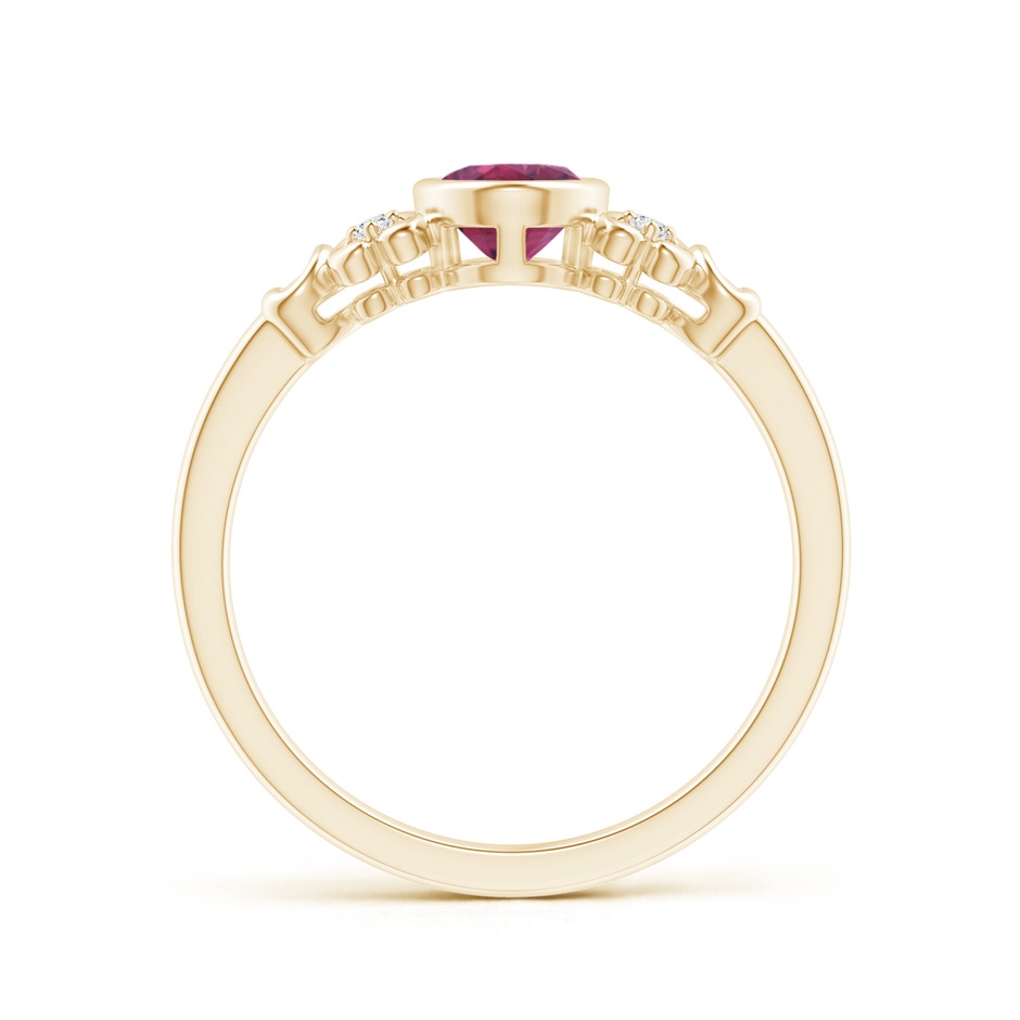 7x5mm AAAA Vintage Style Bezel-Set Oval Pink Tourmaline Ring in Yellow Gold product image