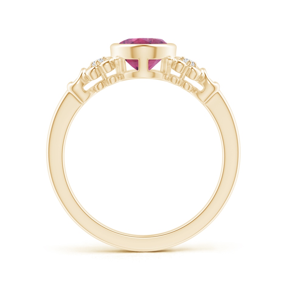 8x6mm AAA Vintage Style Bezel-Set Oval Pink Tourmaline Ring in Yellow Gold product image