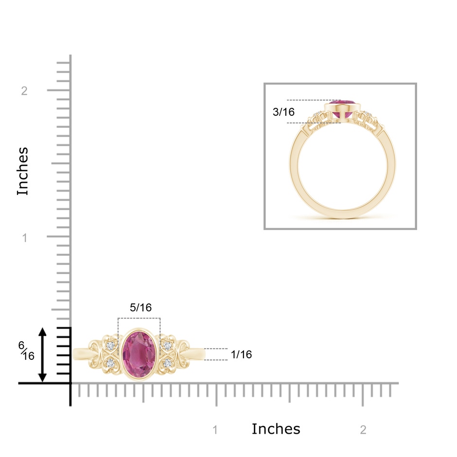 8x6mm AAA Vintage Style Bezel-Set Oval Pink Tourmaline Ring in Yellow Gold product image