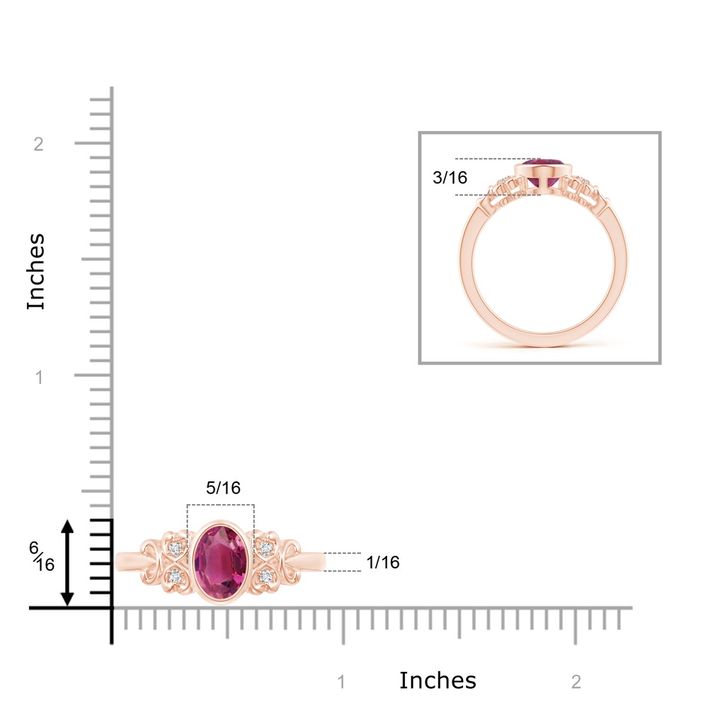 8x6mm AAAA Vintage Style Bezel-Set Oval Pink Tourmaline Ring in Rose Gold Product Image