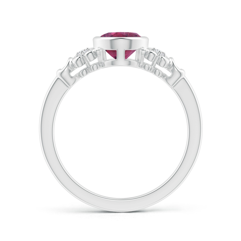 8x6mm AAAA Vintage Style Bezel-Set Oval Pink Tourmaline Ring in White Gold product image
