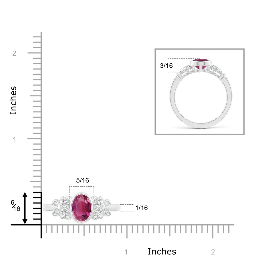 8x6mm AAAA Vintage Style Bezel-Set Oval Pink Tourmaline Ring in White Gold product image