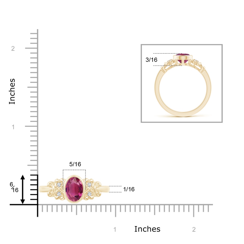 8x6mm AAAA Vintage Style Bezel-Set Oval Pink Tourmaline Ring in Yellow Gold product image