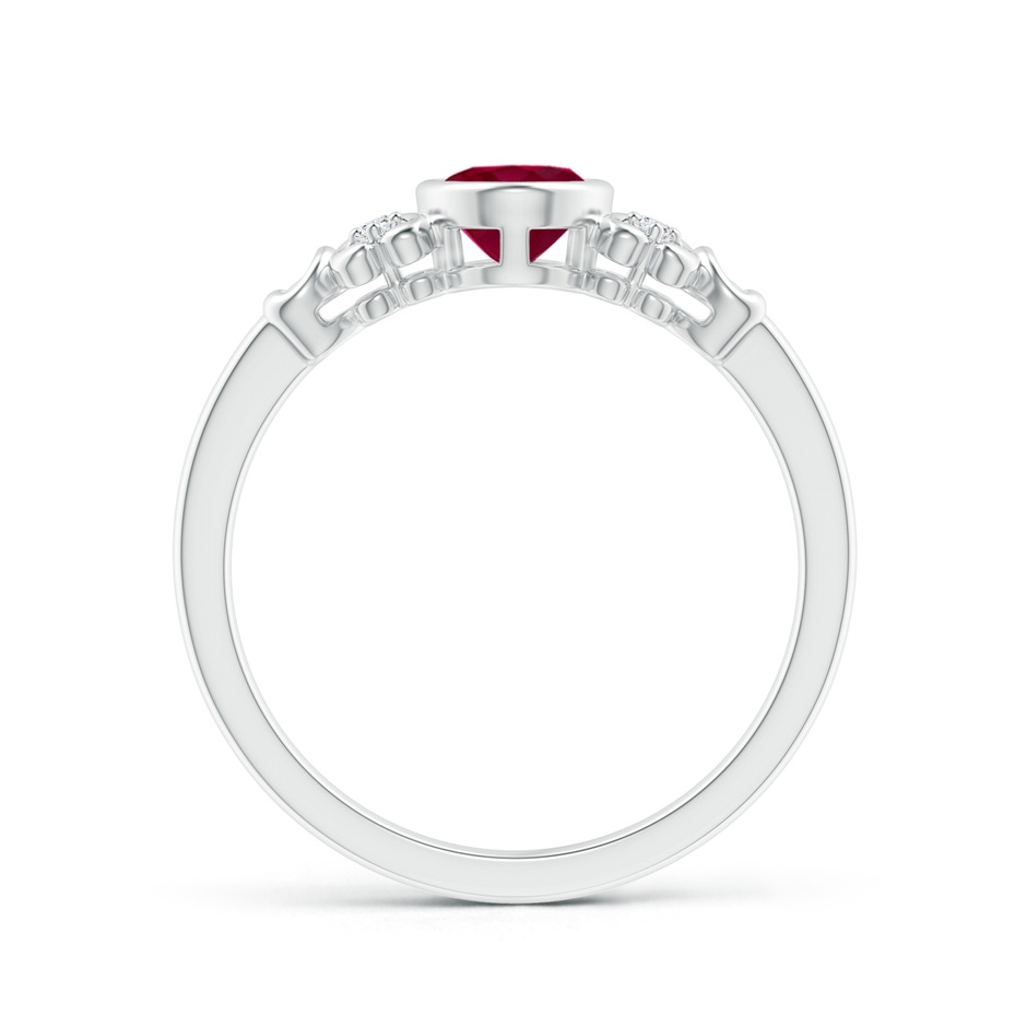7x5mm A Vintage Style Bezel-Set Oval Ruby Ring with Diamonds in P950 Platinum side-1