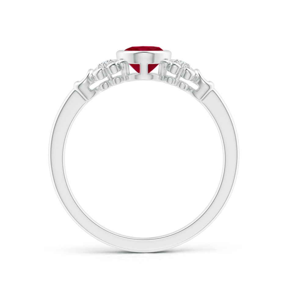 7x5mm AA Vintage Style Bezel-Set Oval Ruby Ring with Diamonds in P950 Platinum side-1