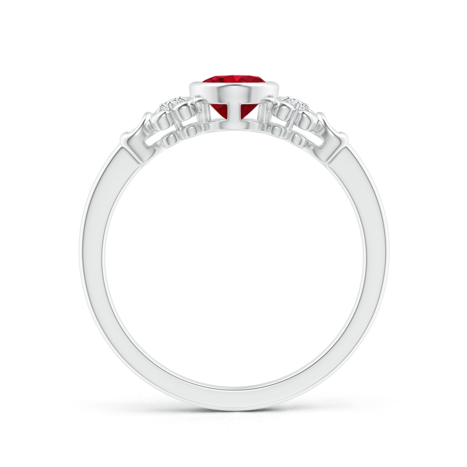 7x5mm AAA Vintage Style Bezel-Set Oval Ruby Ring with Diamonds in White Gold side-1