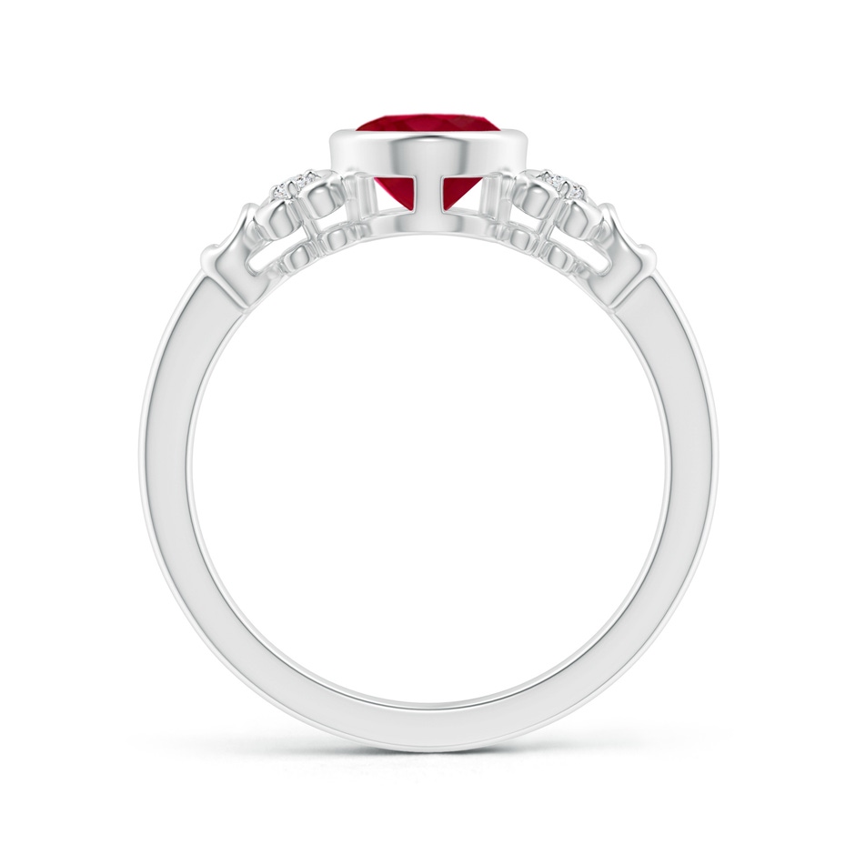 8x6mm AA Vintage Style Bezel-Set Oval Ruby Ring with Diamonds in White Gold side-1