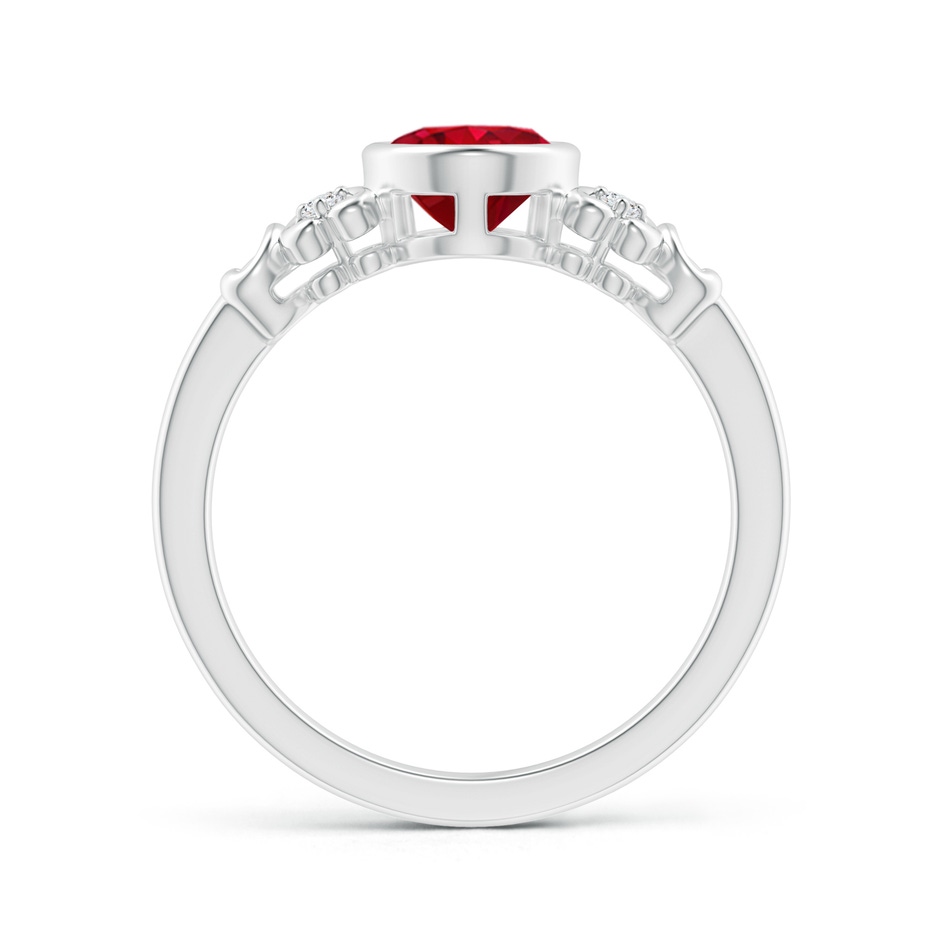 8x6mm AAA Vintage Style Bezel-Set Oval Ruby Ring with Diamonds in P950 Platinum side-1