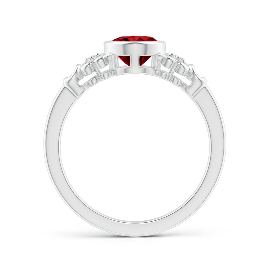 8x6mm Lab-Grown Vintage Style Bezel-Set Oval Ruby Ring with Diamonds in White Gold side-1