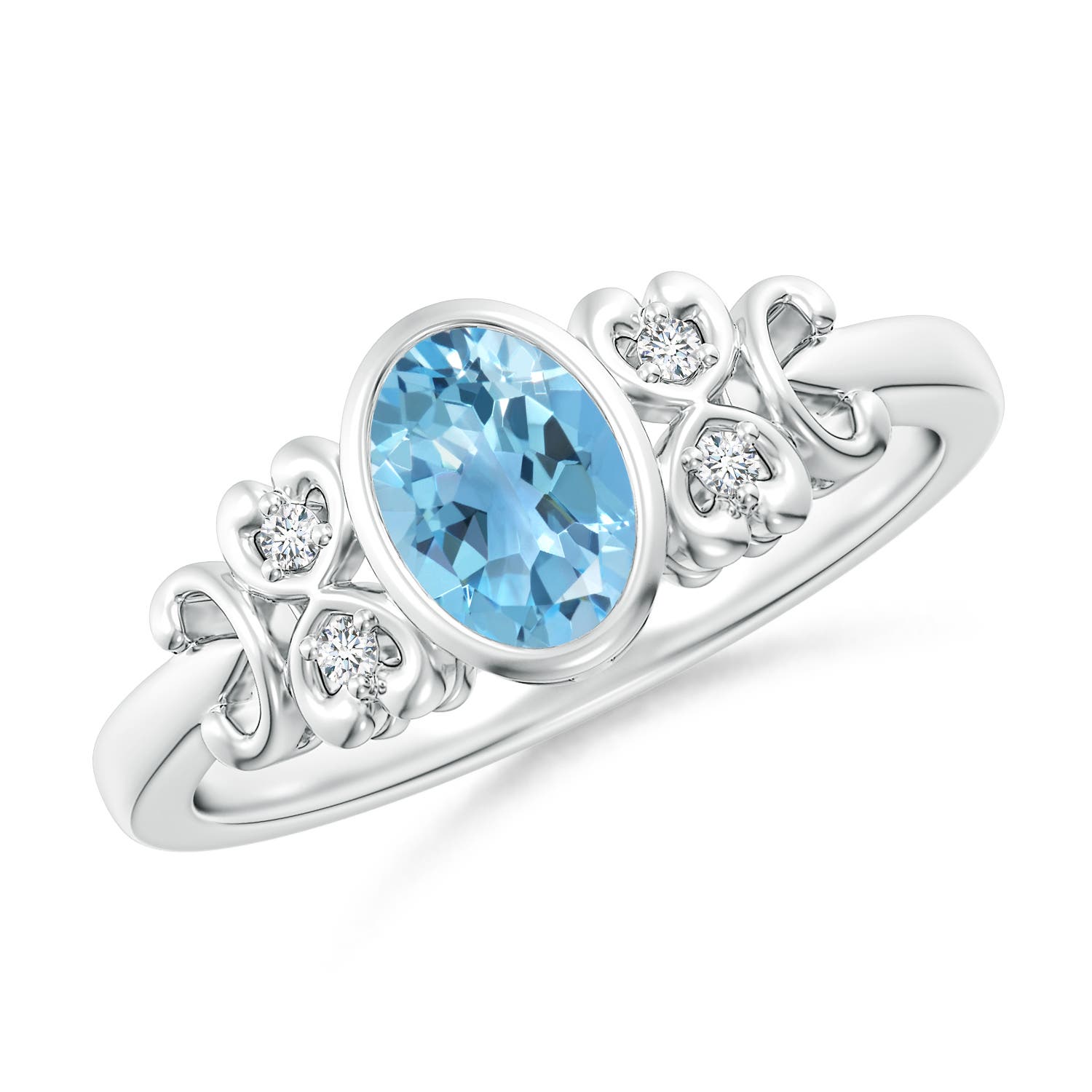 A - Swiss Blue Topaz / 0.99 CT / 14 KT White Gold