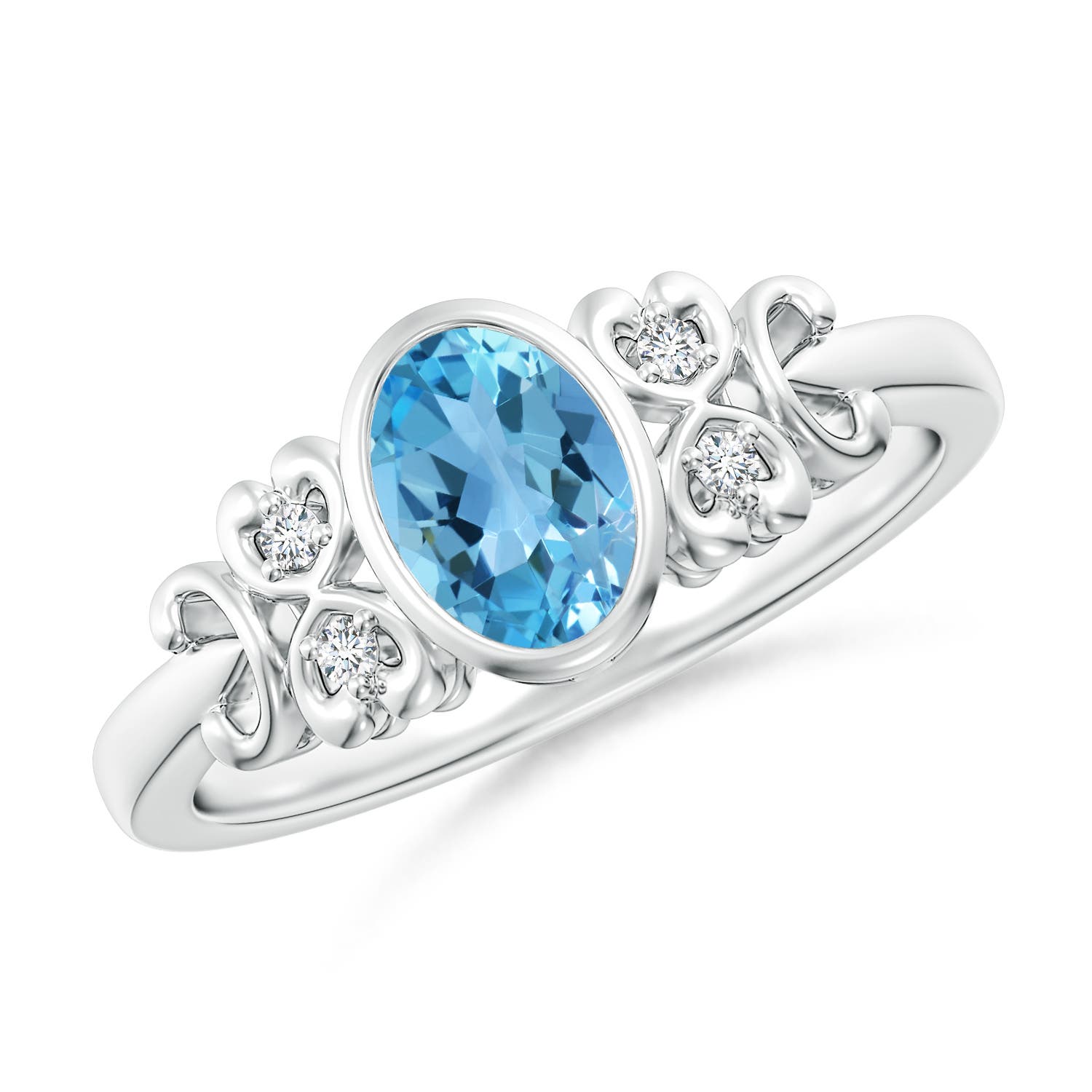 AA - Swiss Blue Topaz / 0.99 CT / 14 KT White Gold