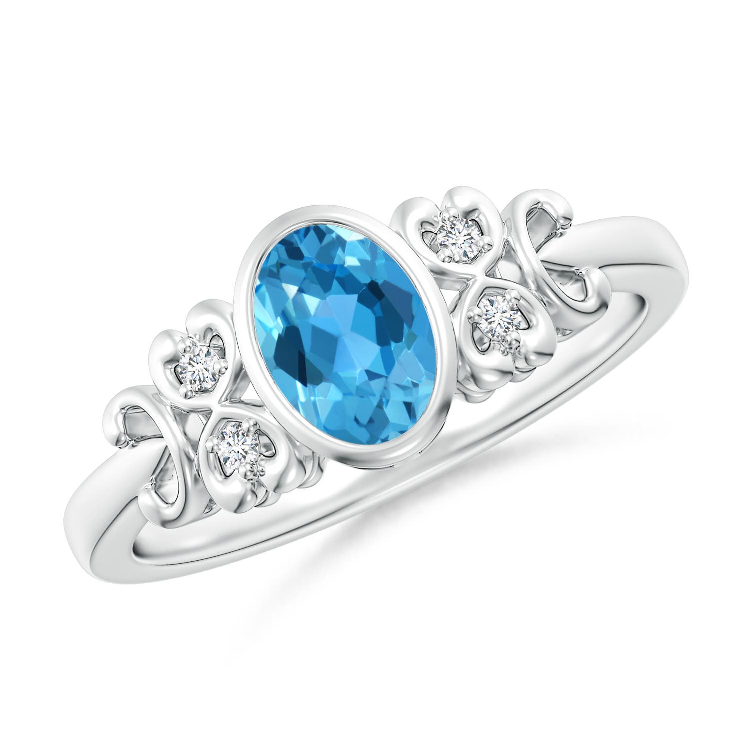 AAA - Swiss Blue Topaz / 0.99 CT / 14 KT White Gold