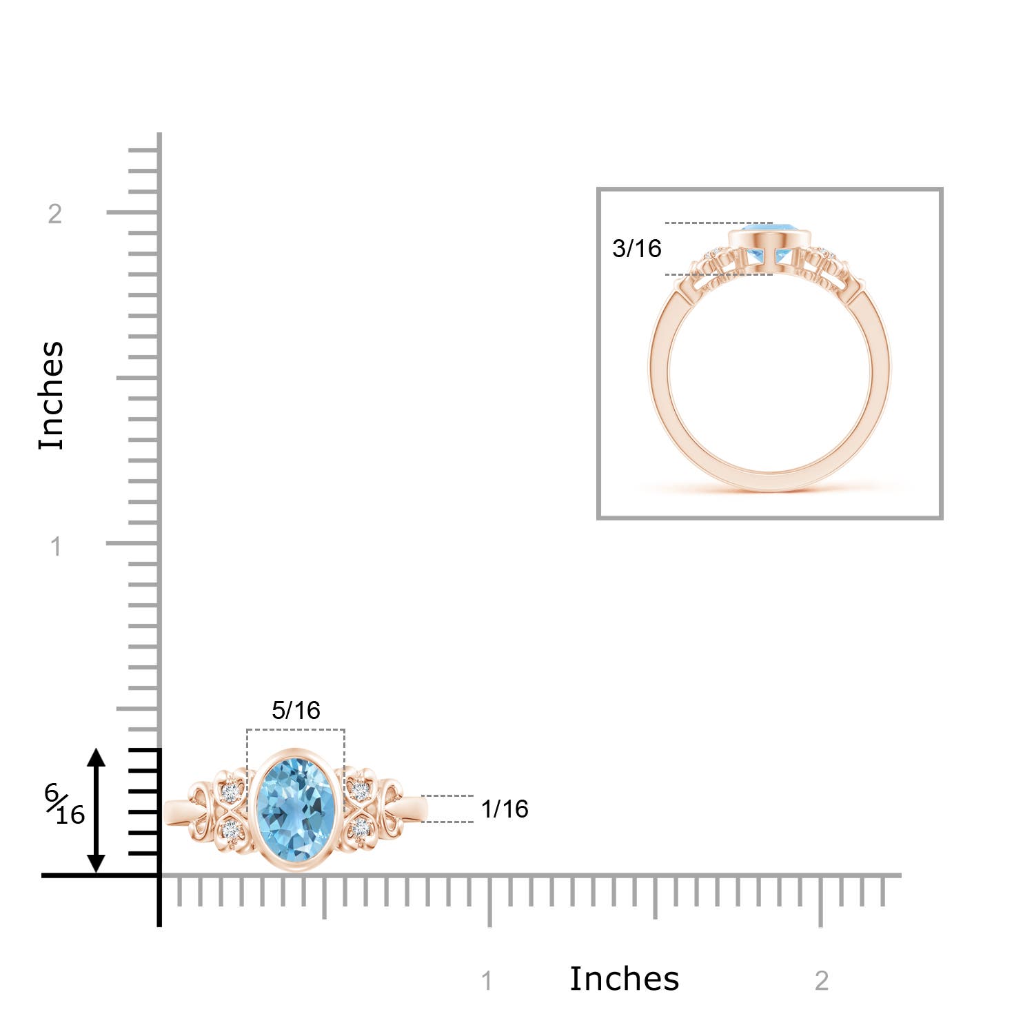 A - Swiss Blue Topaz / 1.55 CT / 14 KT Rose Gold