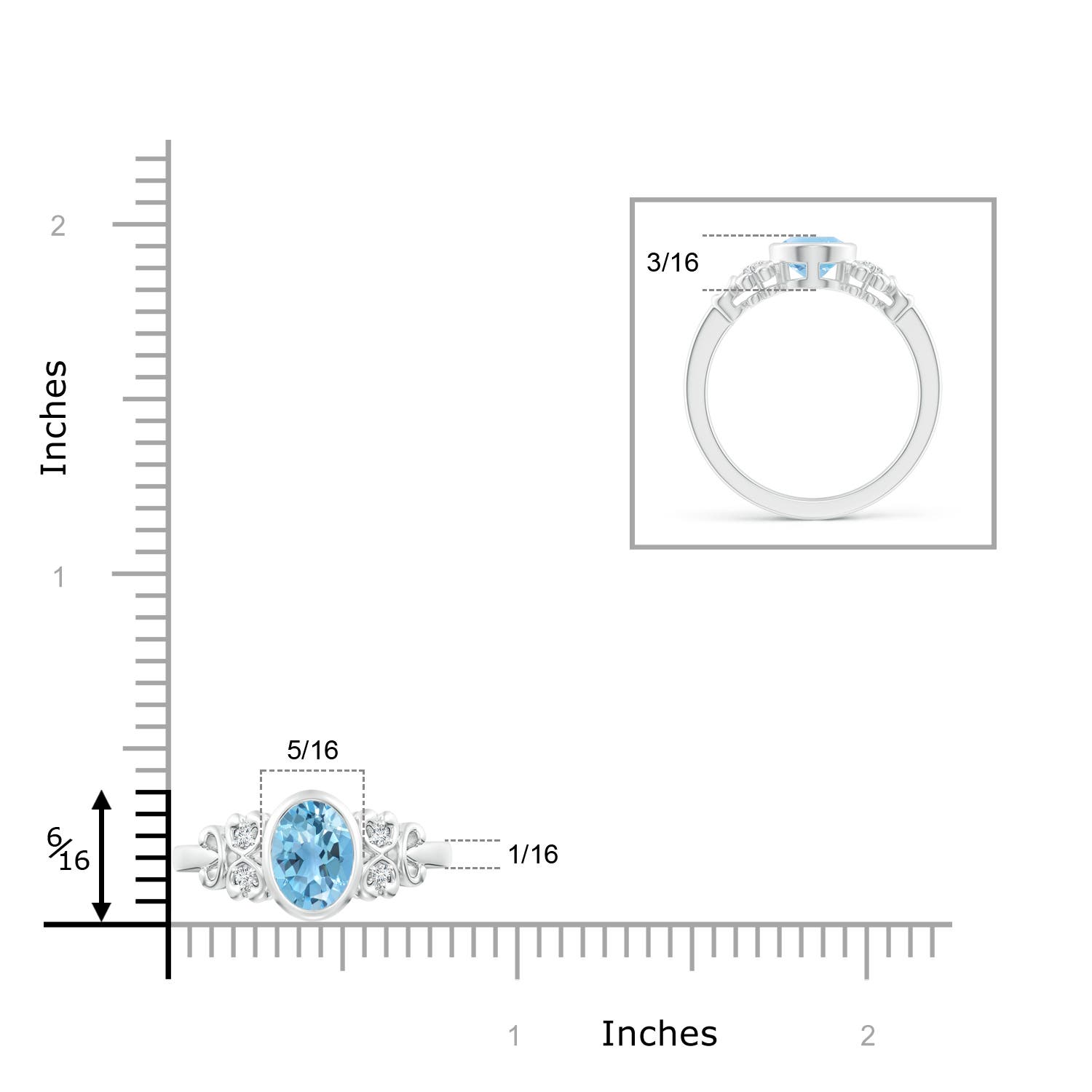 A - Swiss Blue Topaz / 1.55 CT / 14 KT White Gold