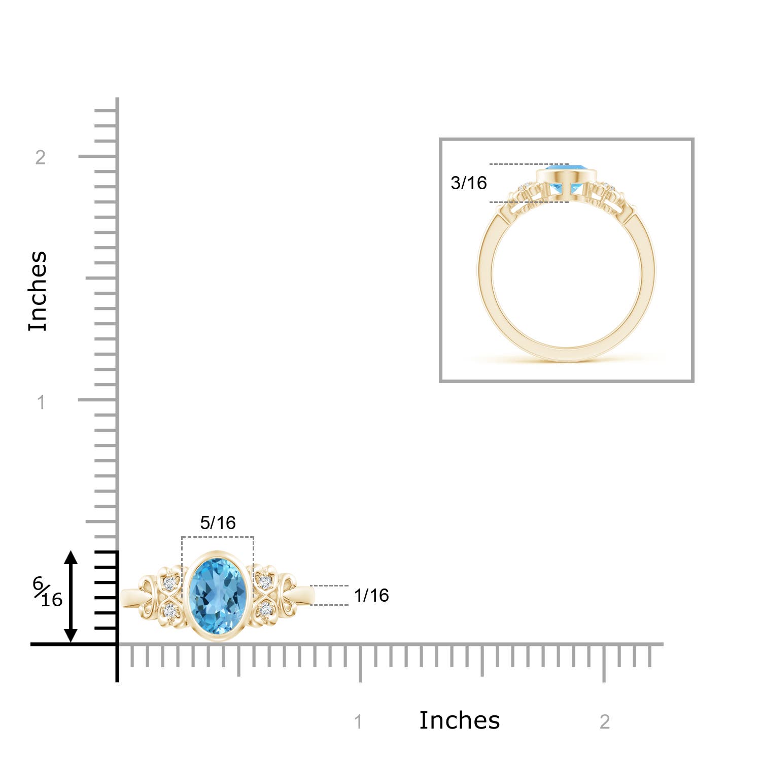 AA - Swiss Blue Topaz / 1.55 CT / 14 KT Yellow Gold