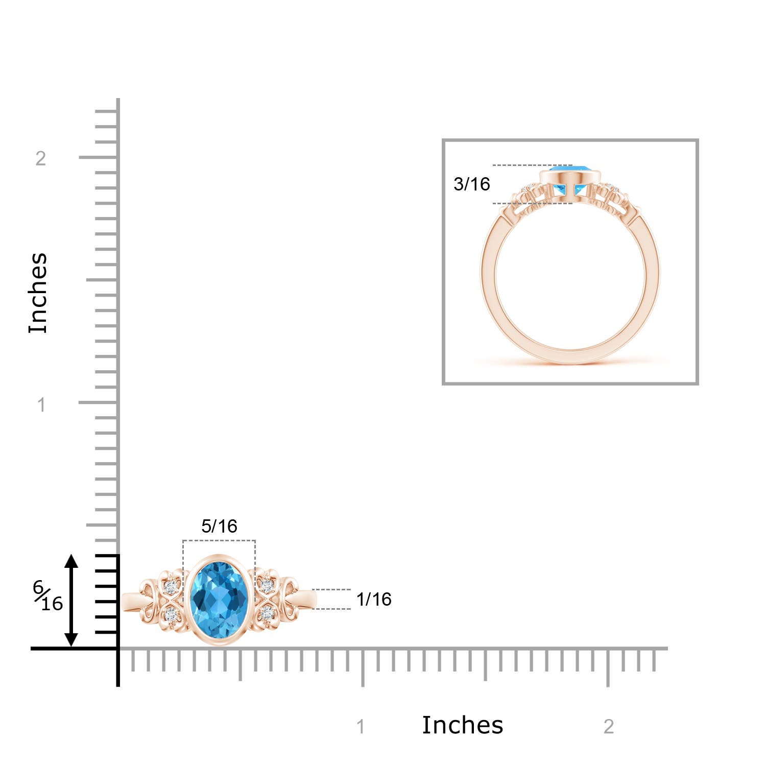 AAA - Swiss Blue Topaz / 1.55 CT / 14 KT Rose Gold