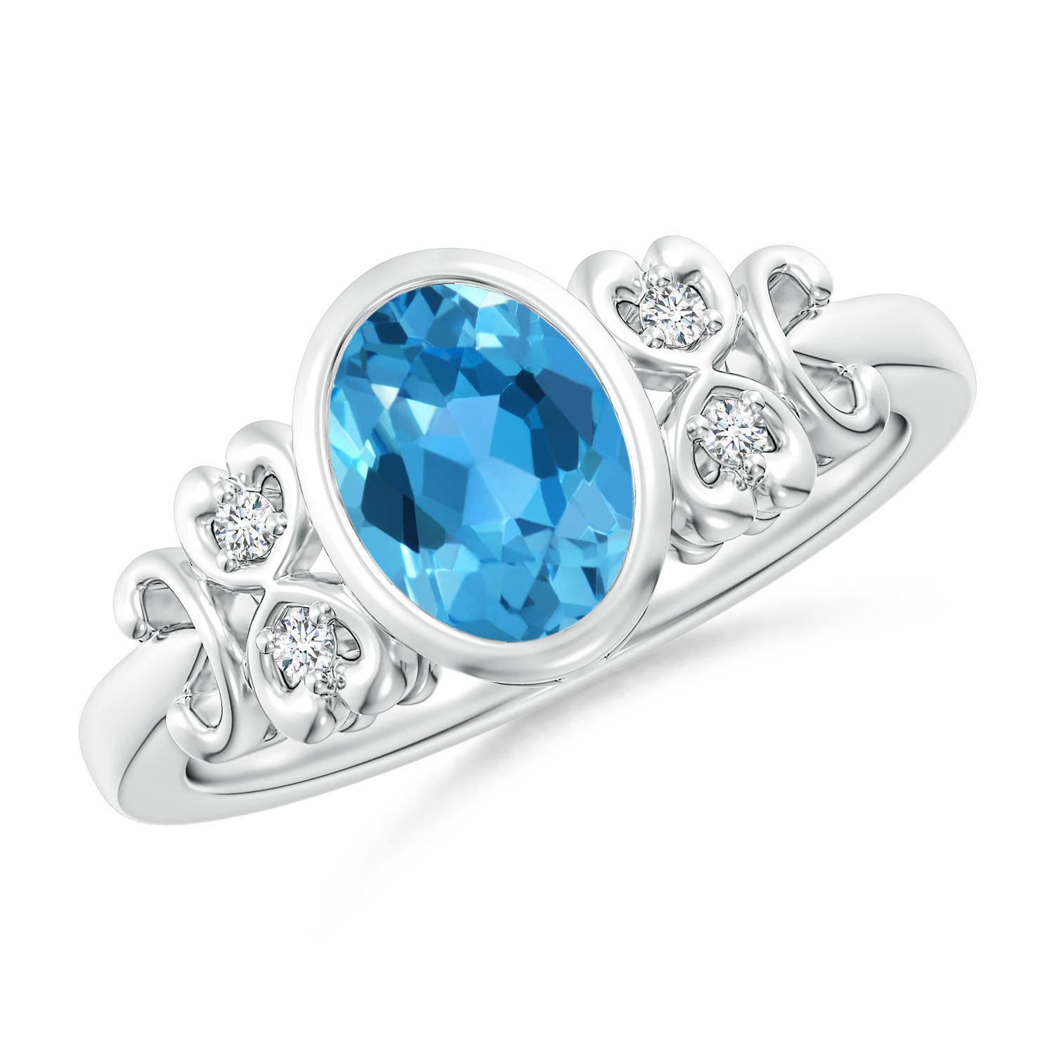 AAA - Swiss Blue Topaz / 1.55 CT / 14 KT White Gold