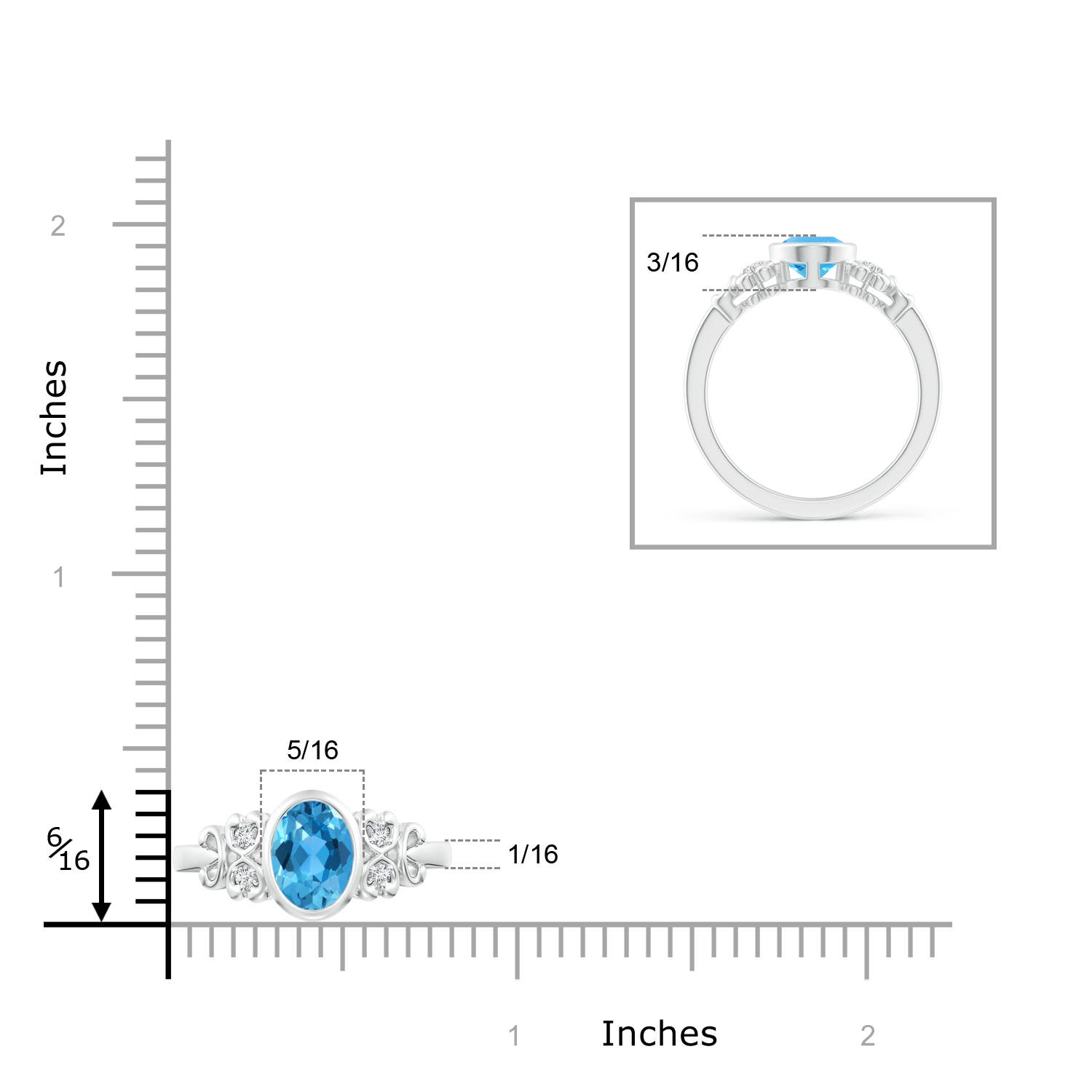 AAA - Swiss Blue Topaz / 1.55 CT / 14 KT White Gold