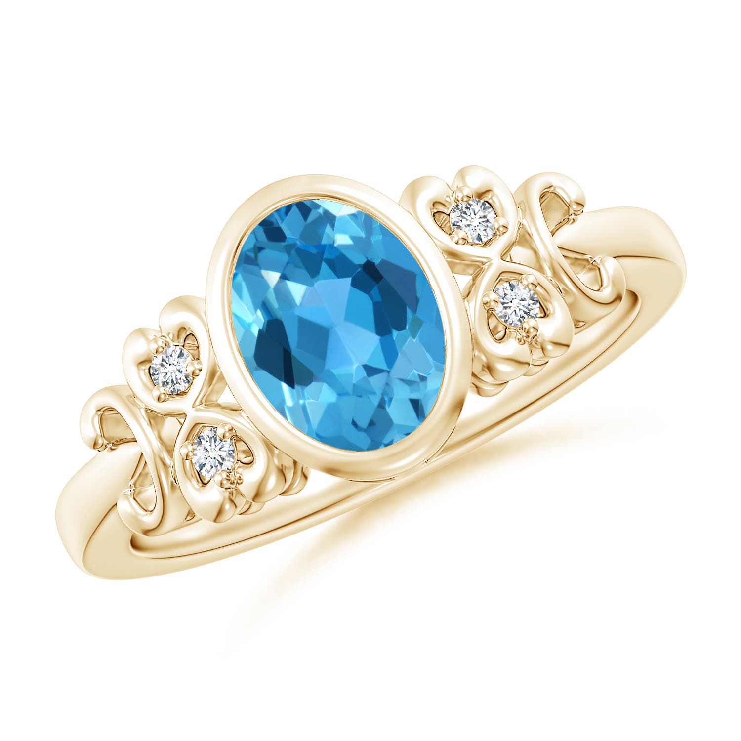 AAA - Swiss Blue Topaz / 1.55 CT / 14 KT Yellow Gold